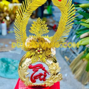 Dừa dát vàng tài lộc mẫu mới 2024 - Đuôi công nền trắng chữ đỏ